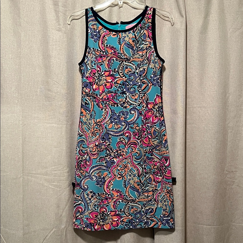 Lilly Pulitzer Francesca Aqua Bait & Switch Sleeveless Sheath Dress size Small